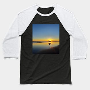 A silhouetted horse-drawn carriage on Parangtritis beach at sunset 4 Baseball T-Shirt